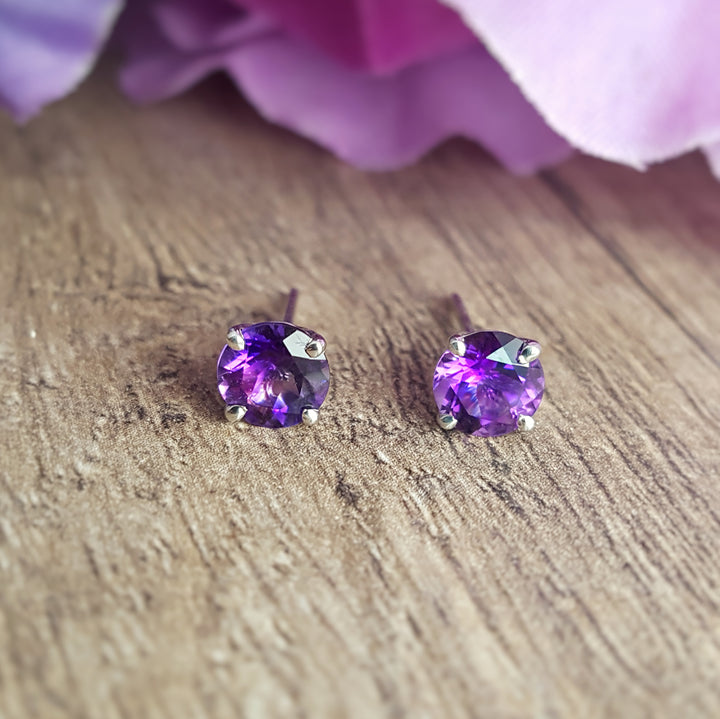 Prime Amethyst Sterling Silver Studs