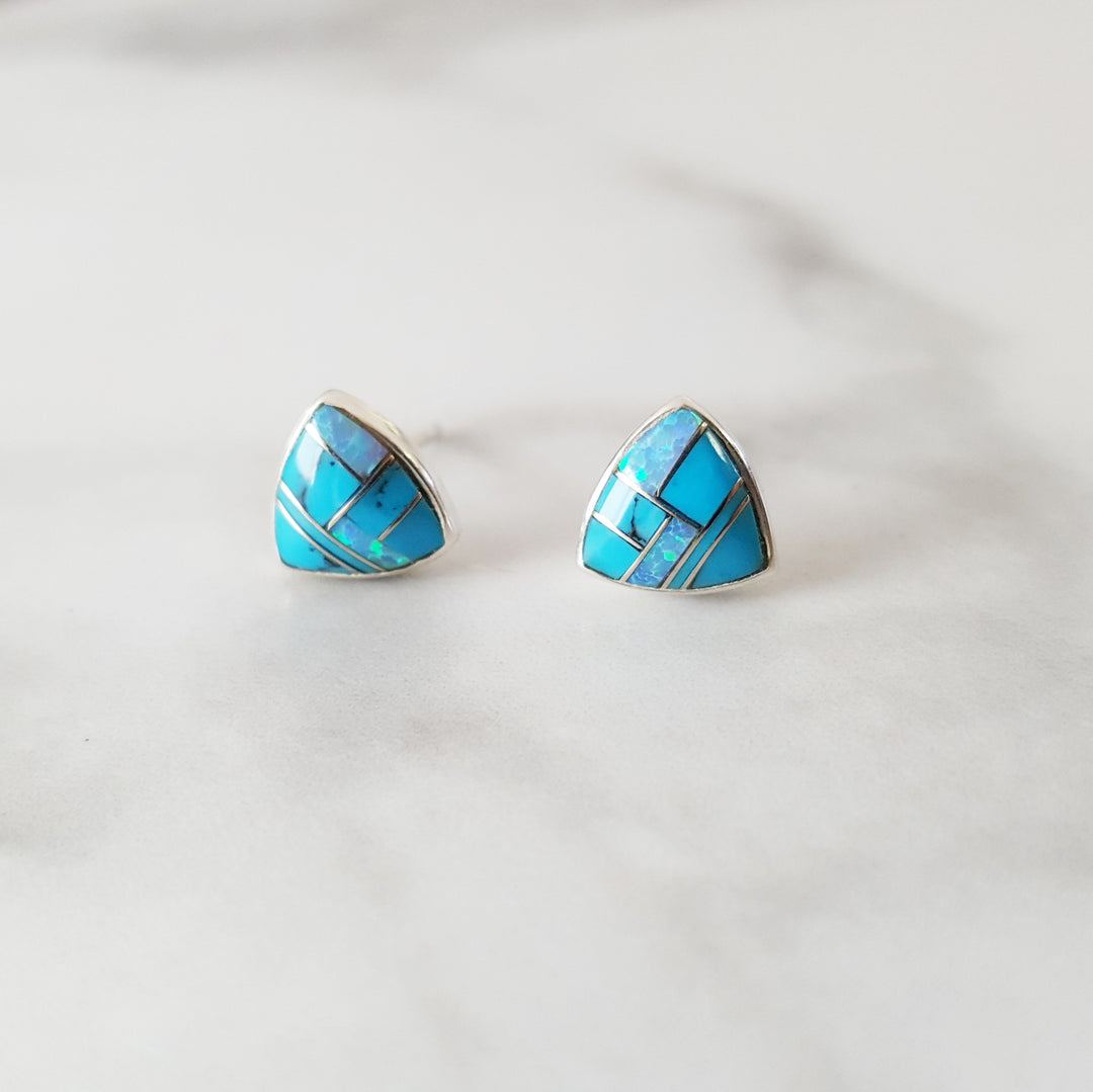 Turquoise Triangle Studs
