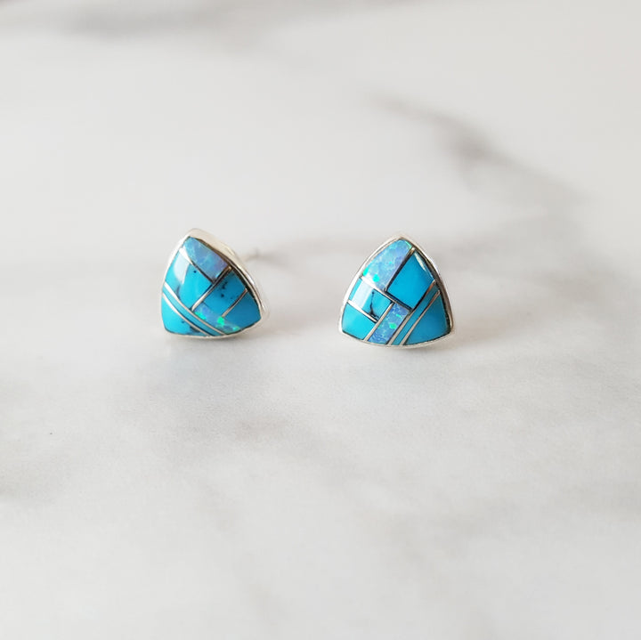 Turquoise Triangle Studs