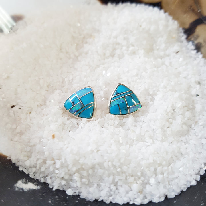 Turquoise Triangle Studs