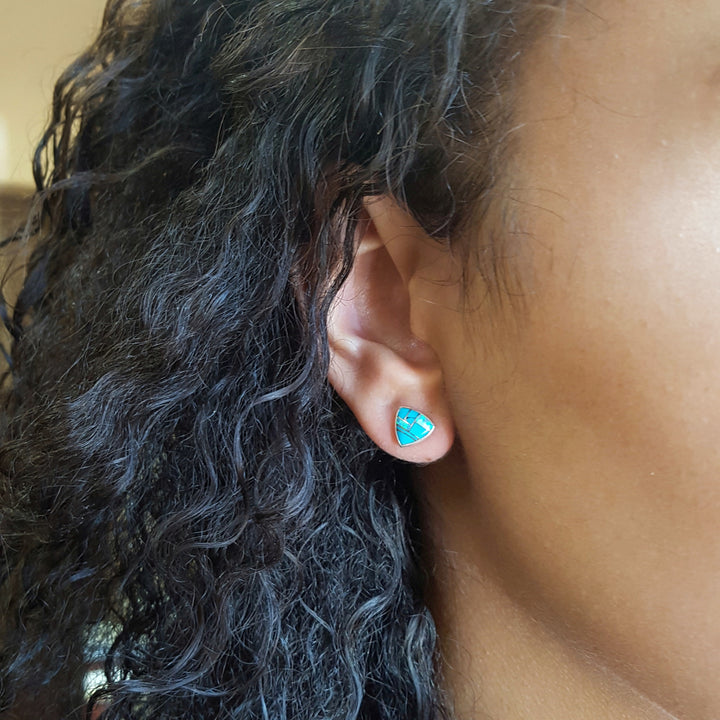 Turquoise Triangle Studs