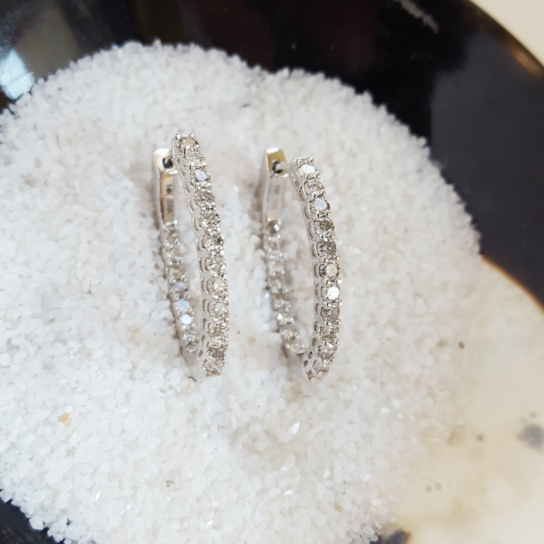 Inside-Outside Full Carat Diamond Hoops