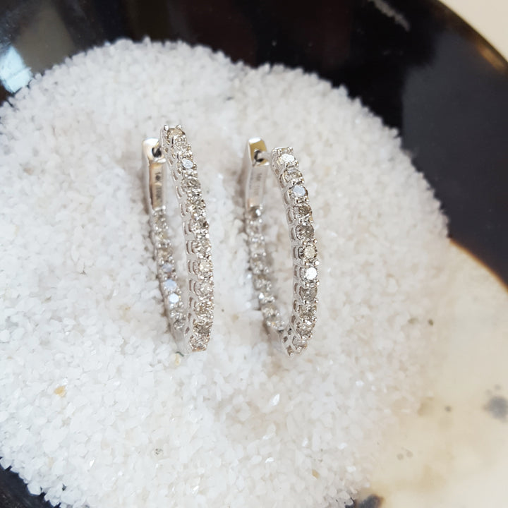 Inside-Outside Full Carat Diamond Hoops