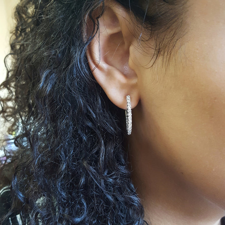 Inside-Outside Full Carat Diamond Hoops