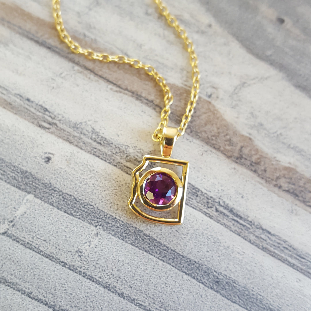 Gold Amethyst State Pendant