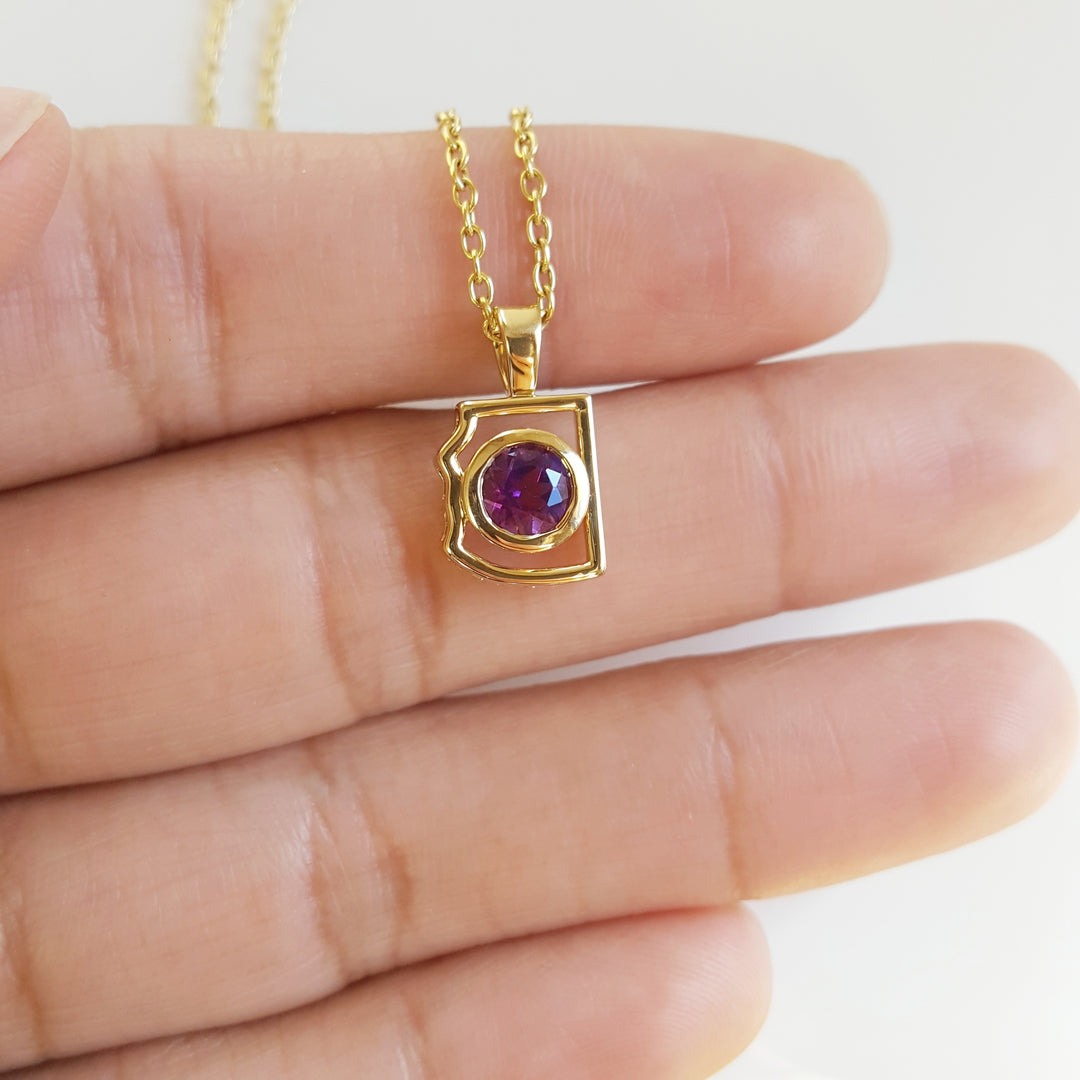 Gold Amethyst State Pendant