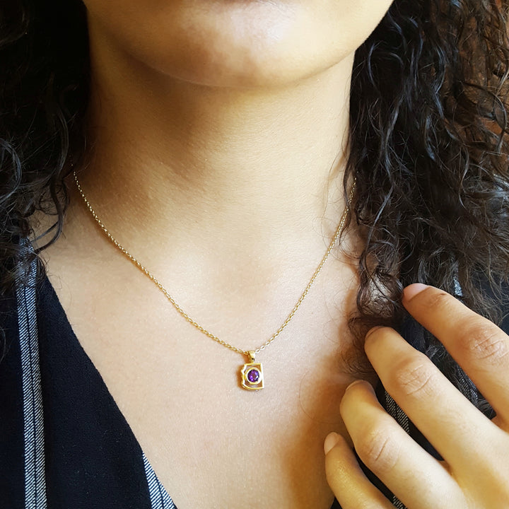 Gold Amethyst State Pendant