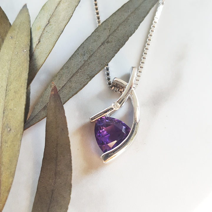 Knife Edge Modern Amethyst Pendant
