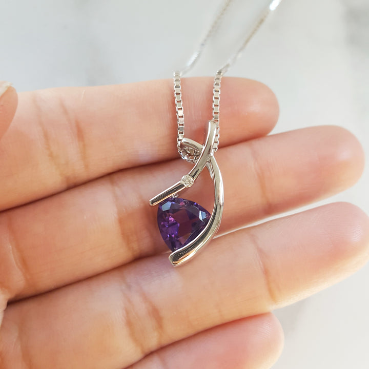 Knife Edge Modern Amethyst Pendant