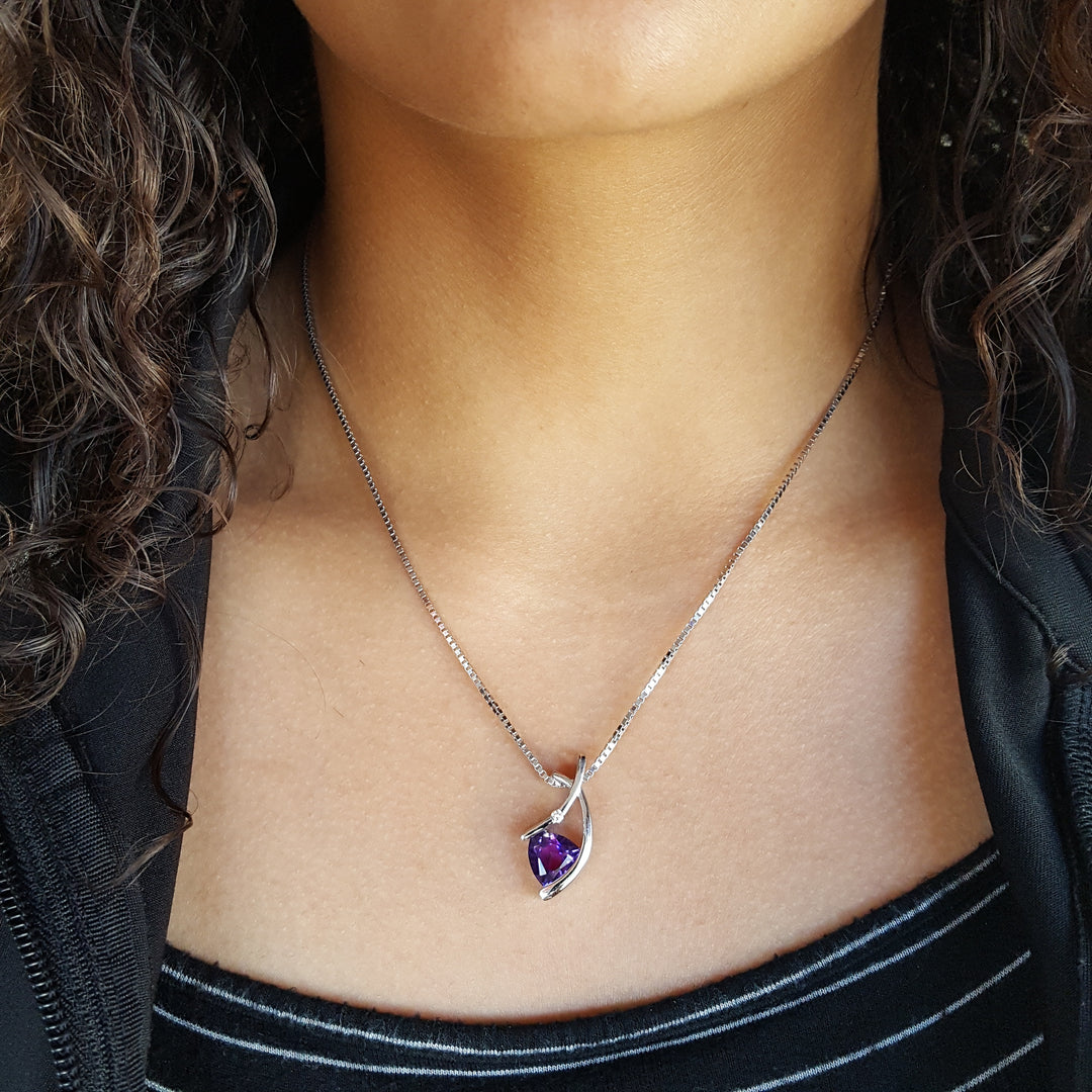 Knife Edge Modern Amethyst Pendant