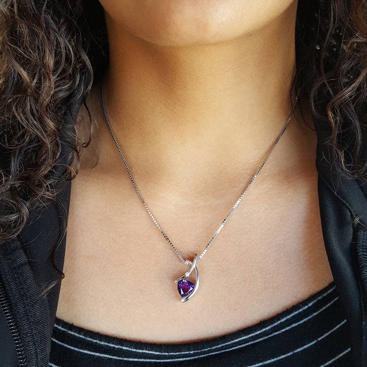 Knife Edge Modern Amethyst Pendant