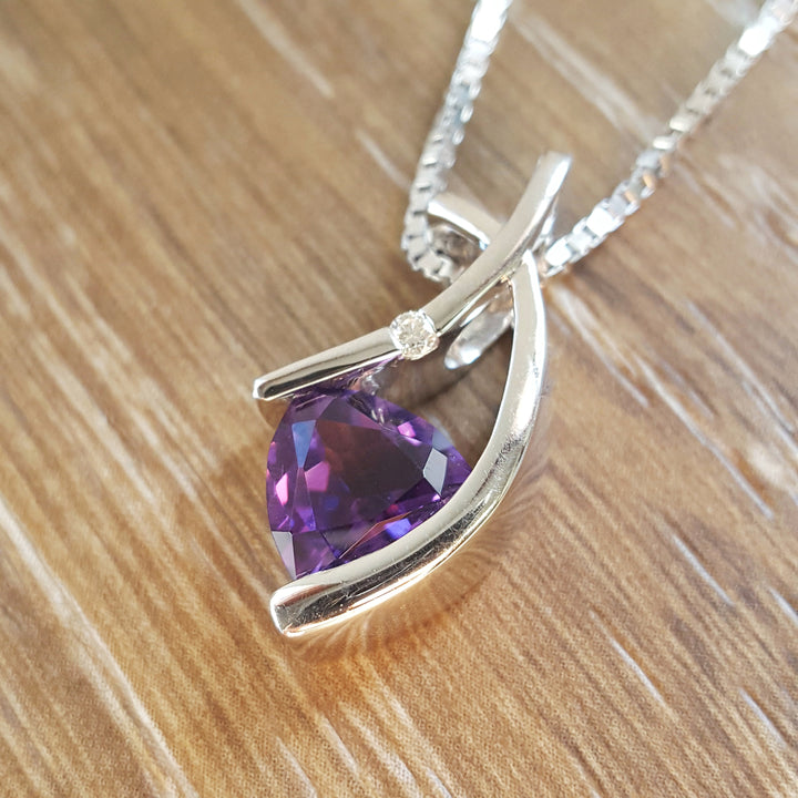 Knife Edge Modern Amethyst Pendant