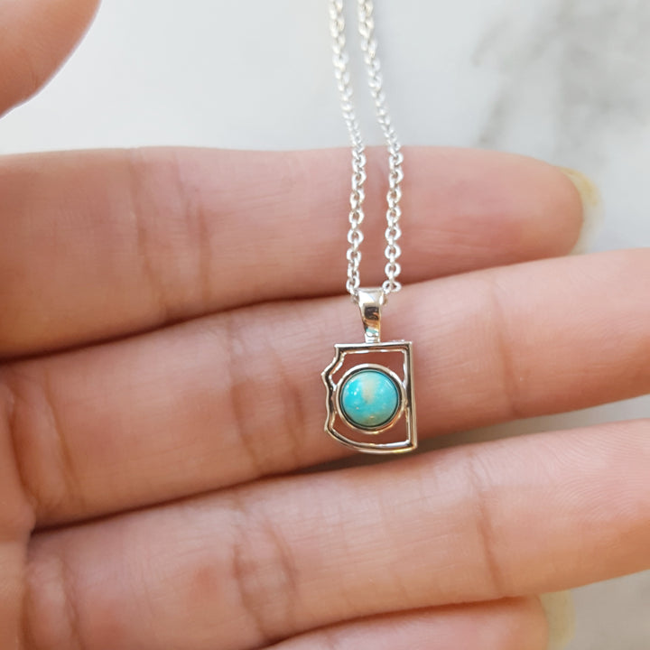 Silver Turquoise State Pendant