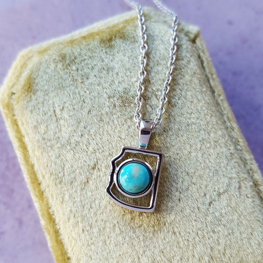 Silver Turquoise State Pendant