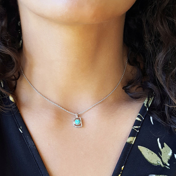 Silver Turquoise State Pendant