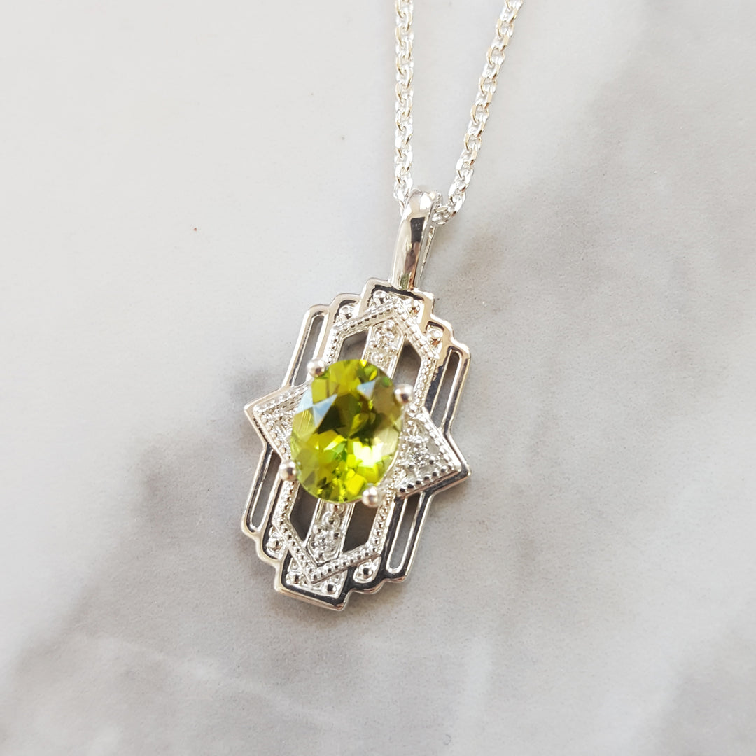 Vintage Art Inspired Arizona Peridot Pendant
