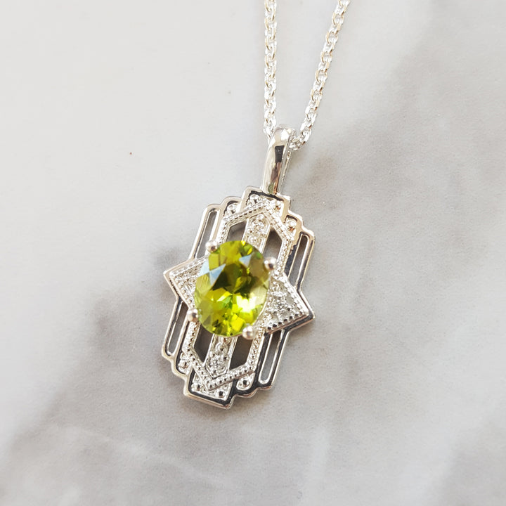 Vintage Art Inspired Arizona Peridot Pendant