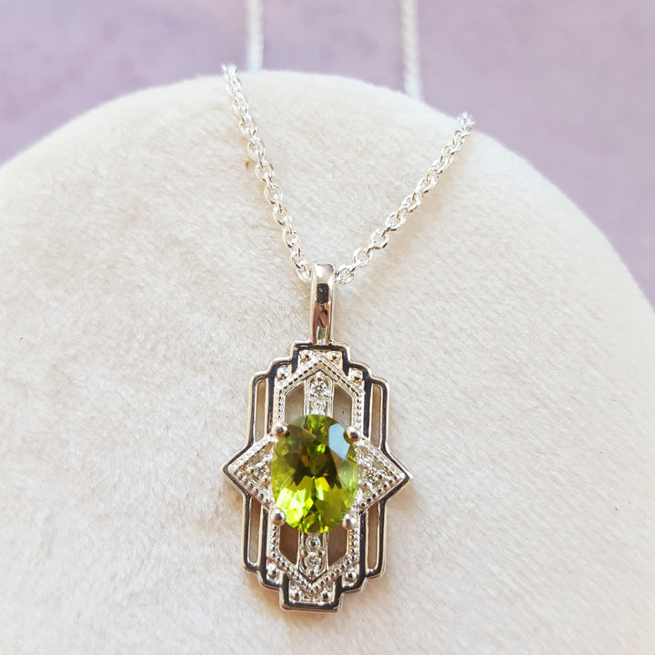 Vintage Art Inspired Arizona Peridot Pendant