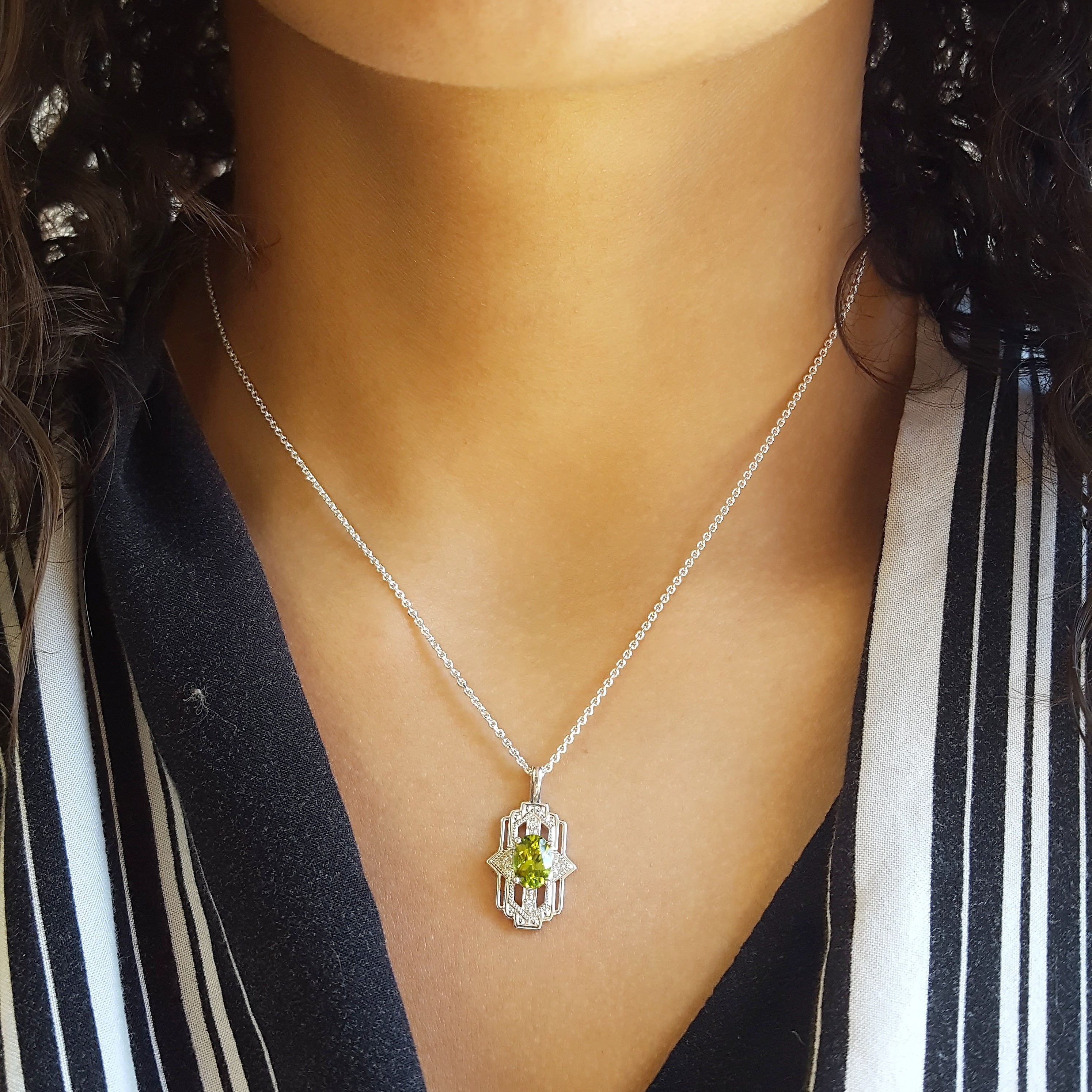 Vintage Art Inspired Arizona Peridot Pendant – Sami Fine Jewelry