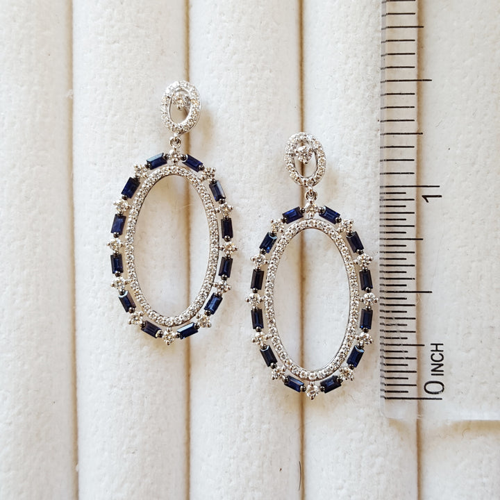 Patterned Sapphires Post-Back Earrings