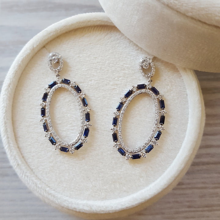 Patterned Sapphires Post-Back Earrings
