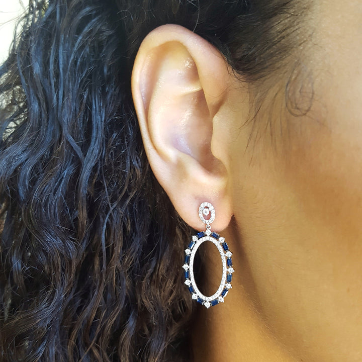 Patterned Sapphires Post-Back Earrings