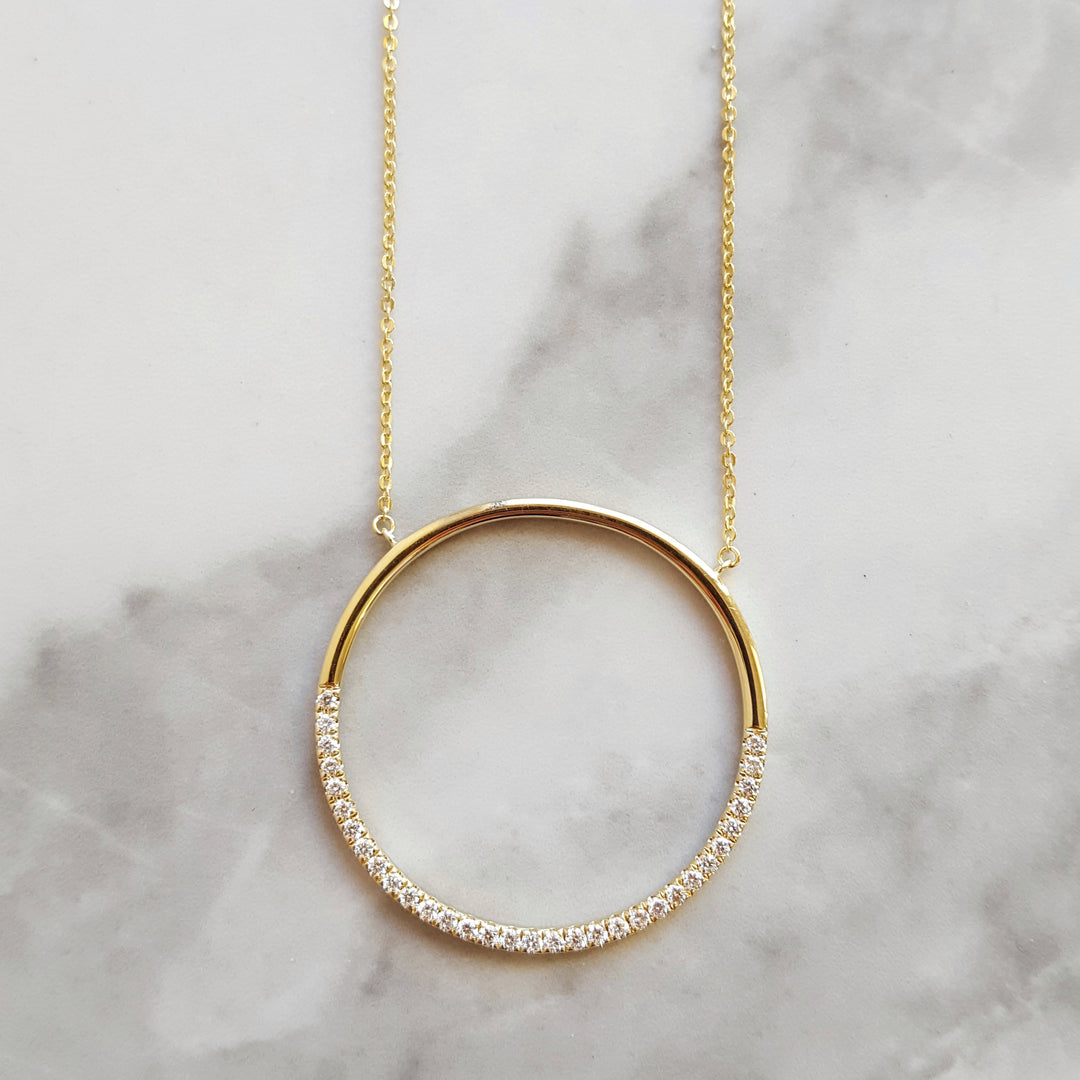 Modern Diamond Open Circle Pendant