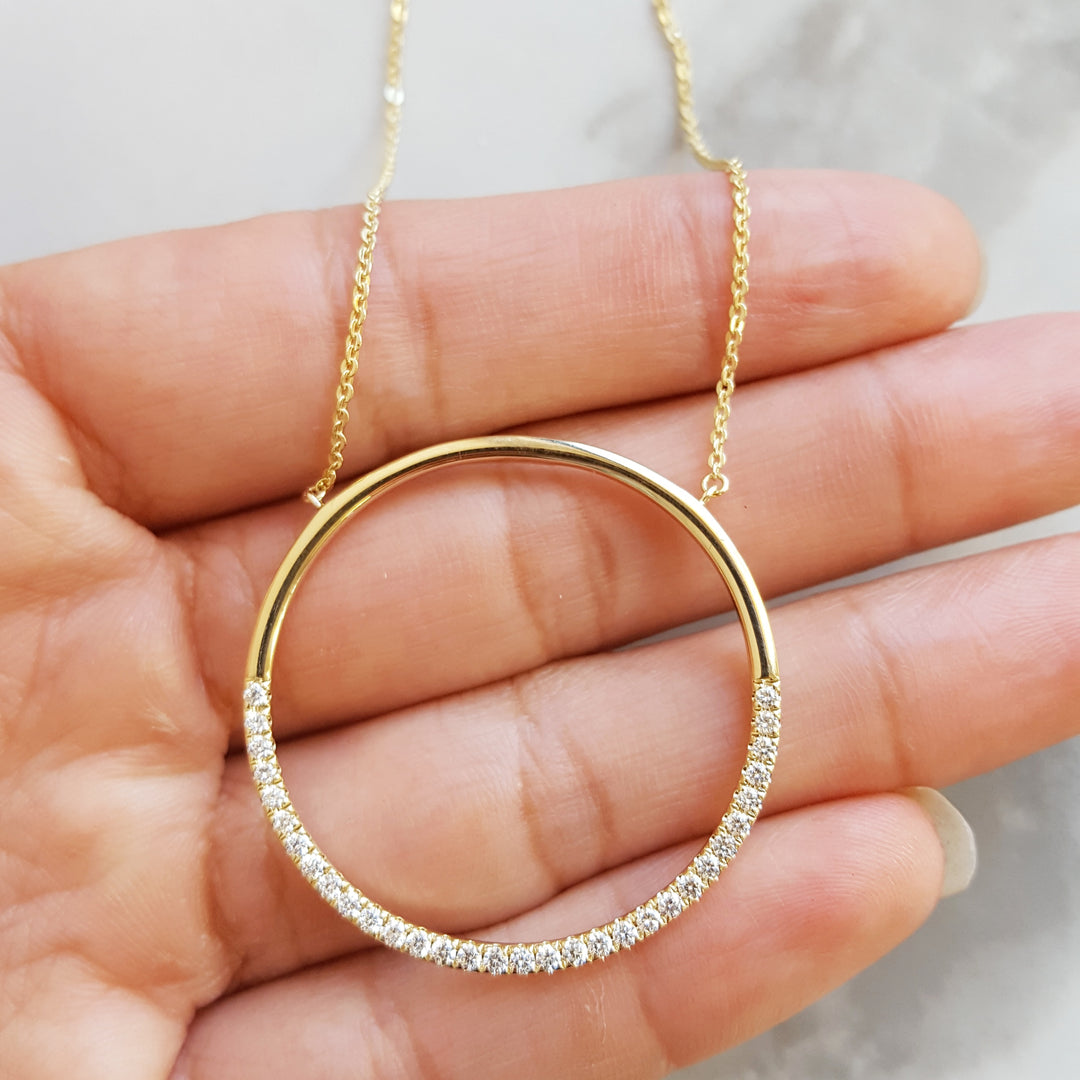 Modern Diamond Open Circle Pendant