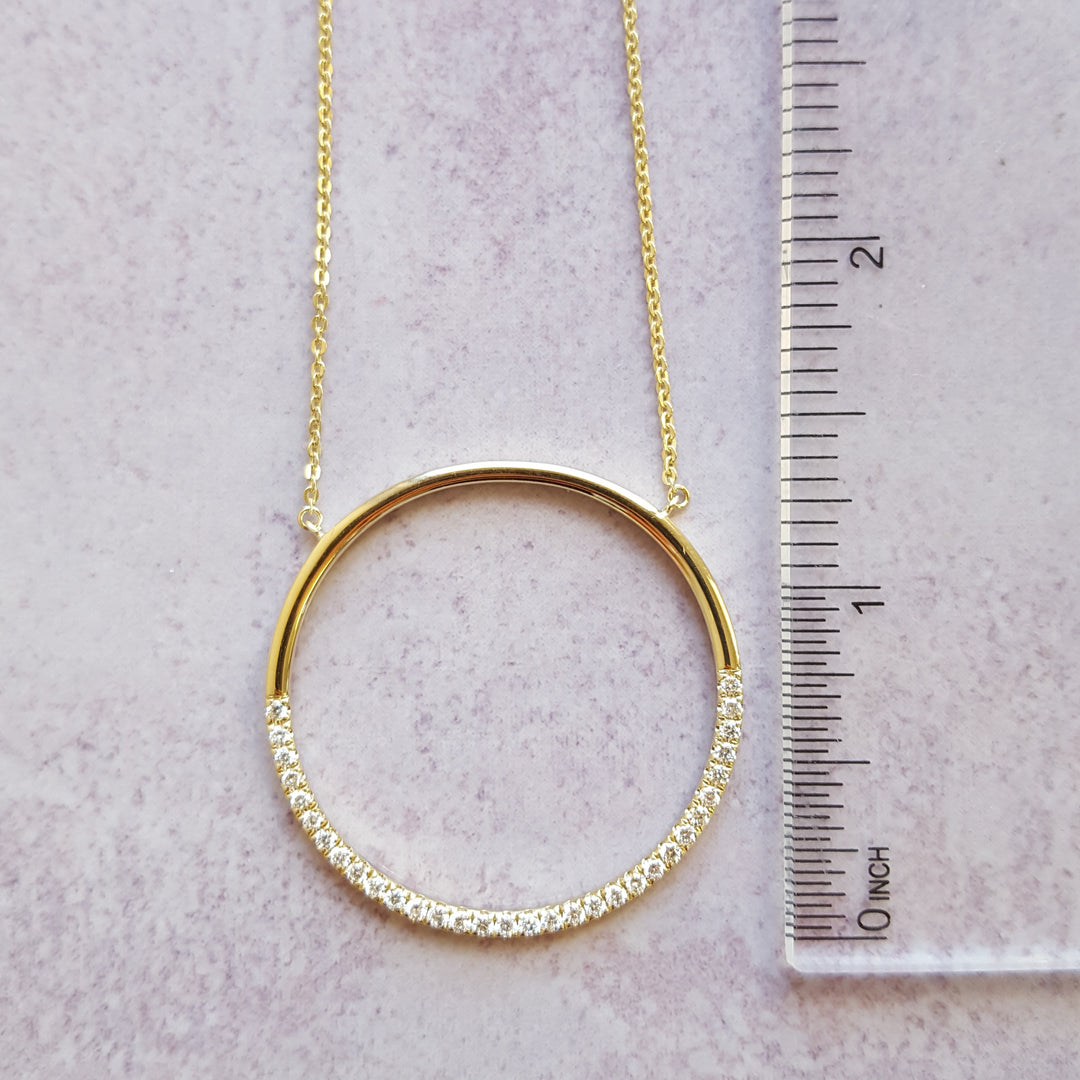 Modern Diamond Open Circle Pendant