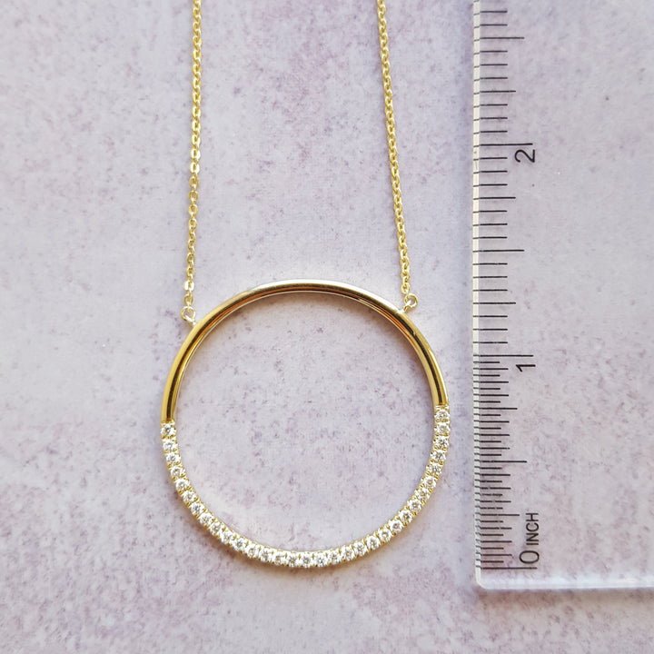 Modern Diamond Open Circle Pendant