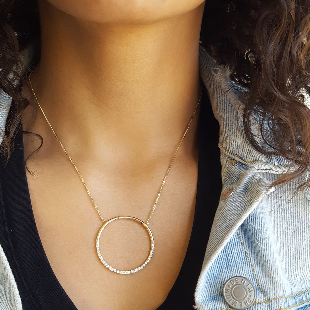 Modern Diamond Open Circle Pendant