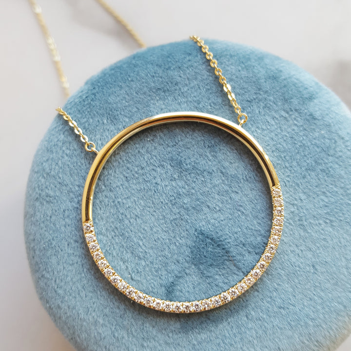 Modern Diamond Open Circle Pendant