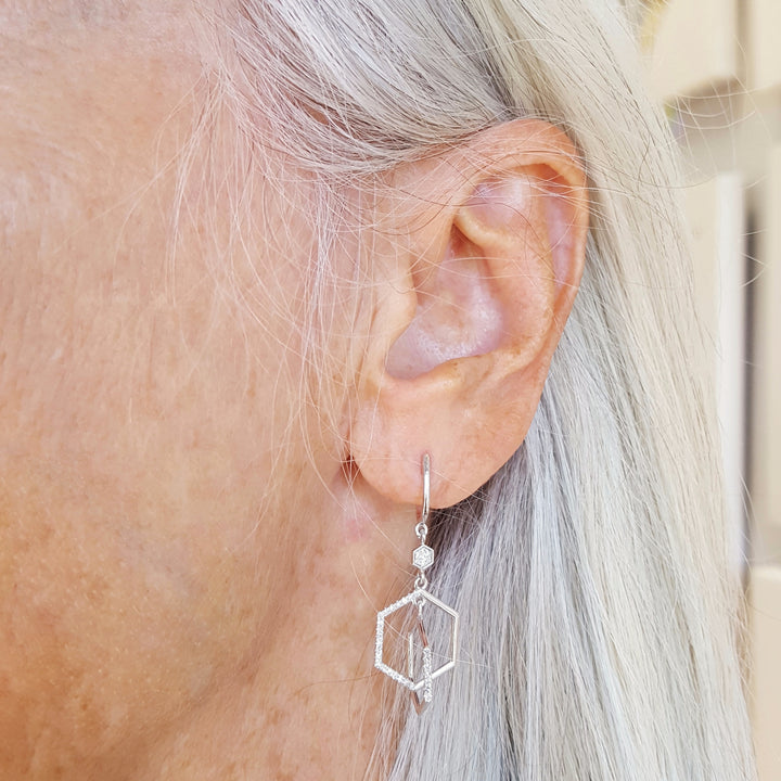 Petite Diamond Hexagon Dangles