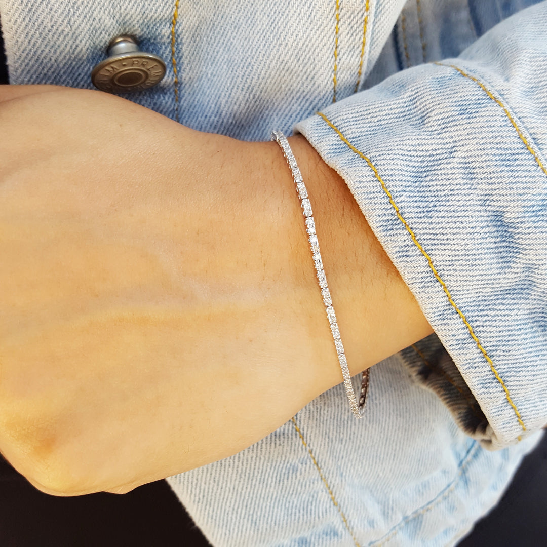 Skinny Sparkly Diamond Tennis Bracelet