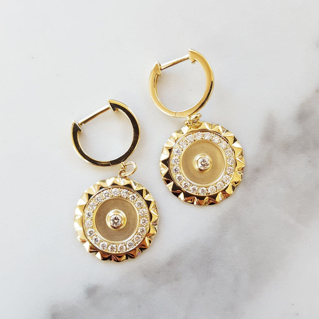 Sun Disc Diamond Earrings