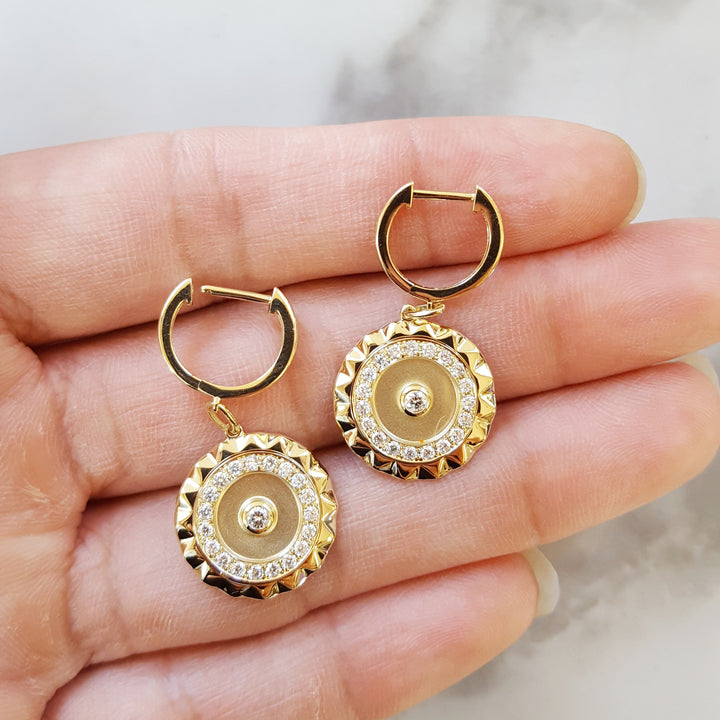Sun Disc Diamond Earrings