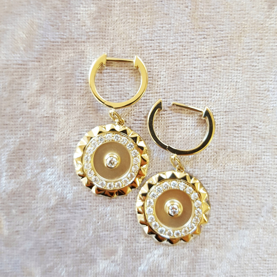 Sun Disc Diamond Earrings