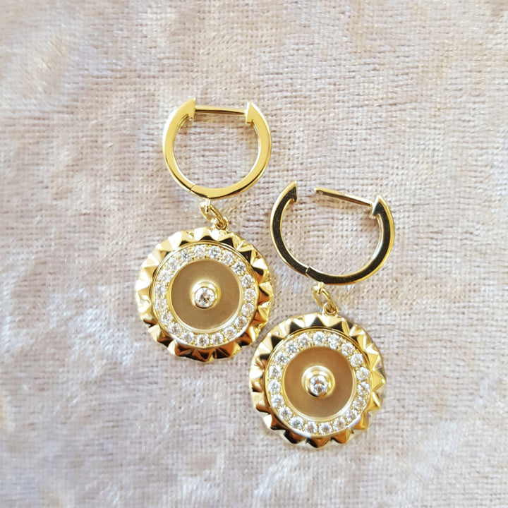 Sun Disc Diamond Earrings
