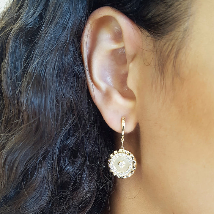 Sun Disc Diamond Earrings