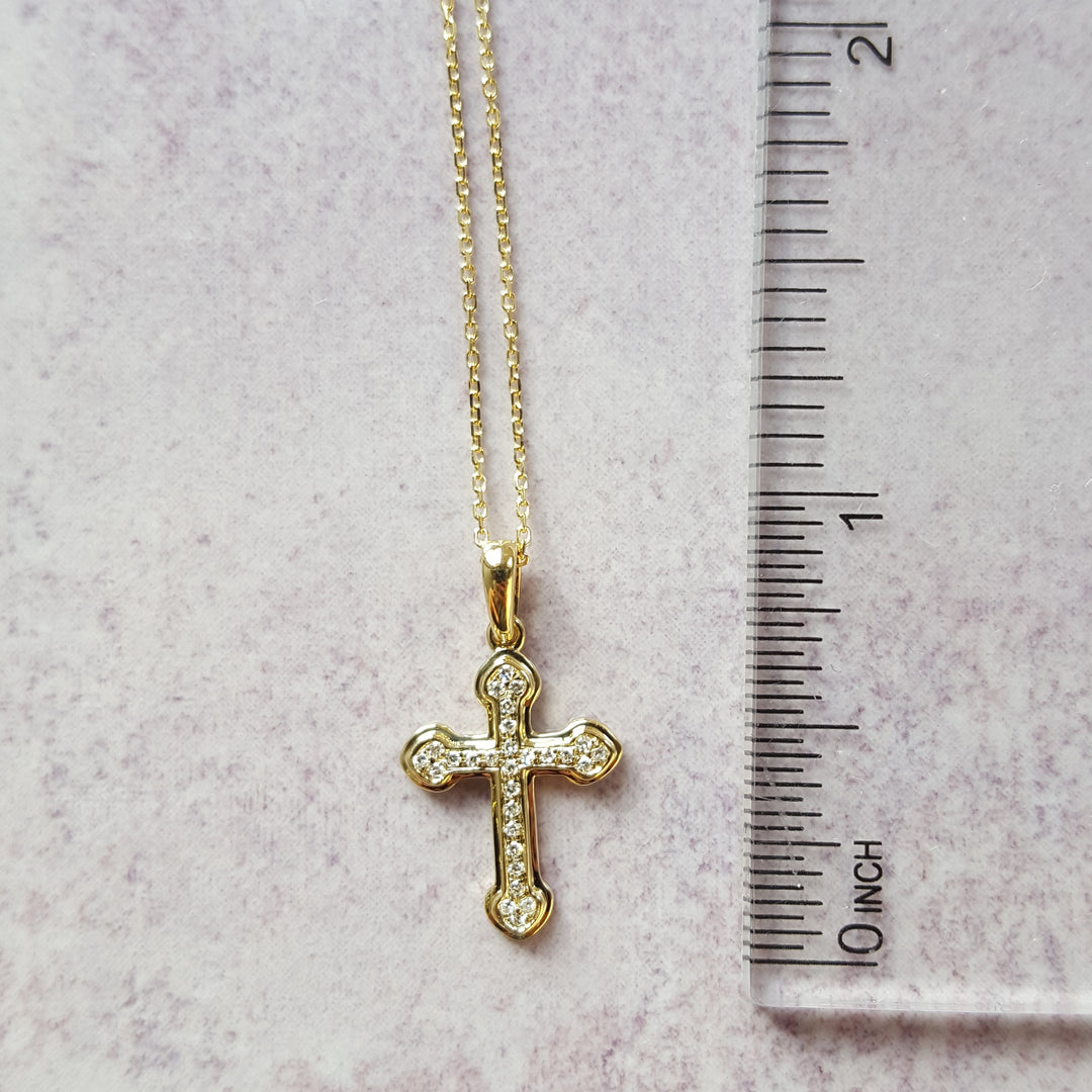 Petite Gothic Diamond Cross Pendant