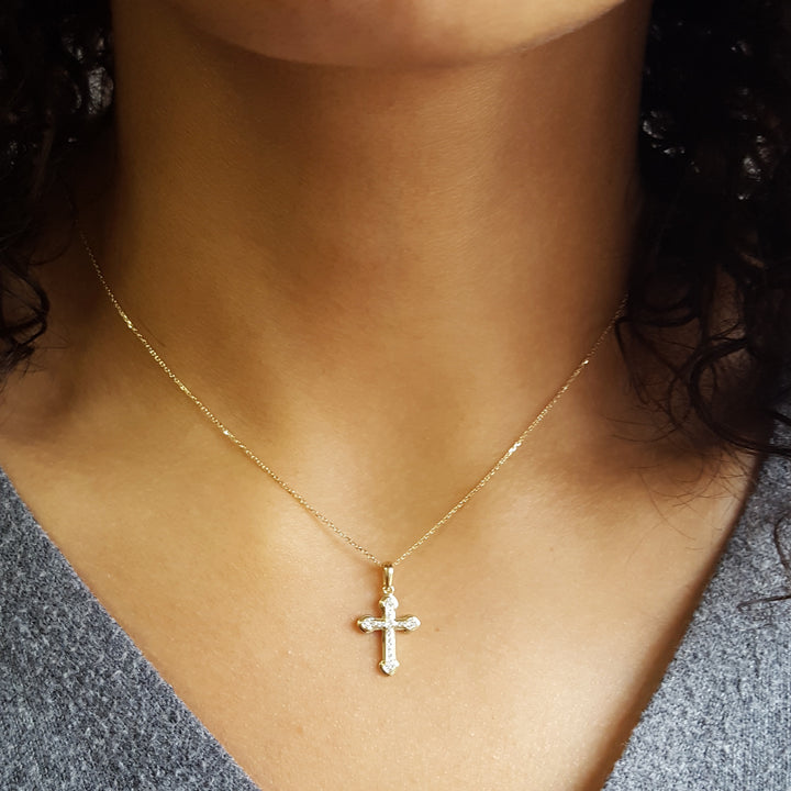 Petite Gothic Diamond Cross Pendant