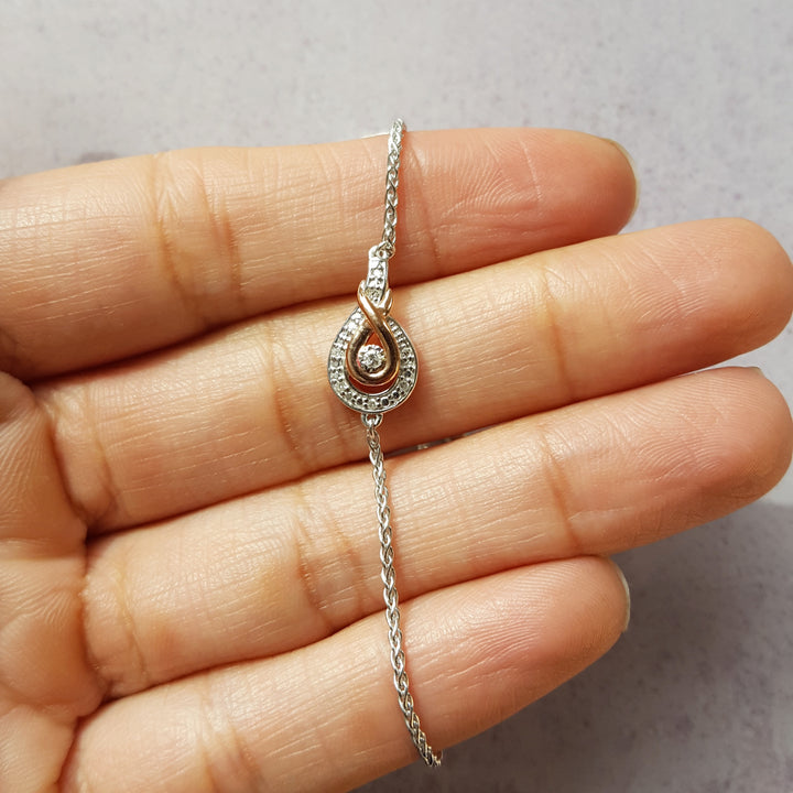 Gems One Diamond Twisted Love Knot Bolo Bracelet