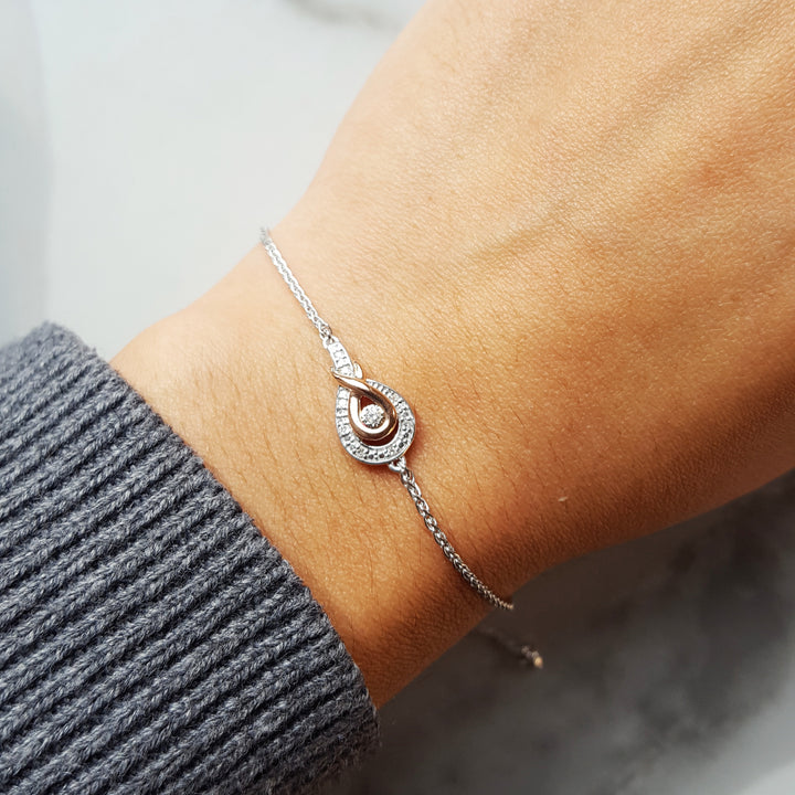 Gems One Diamond Twisted Love Knot Bolo Bracelet