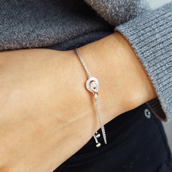 Gems One Diamond Twisted Love Knot Bolo Bracelet