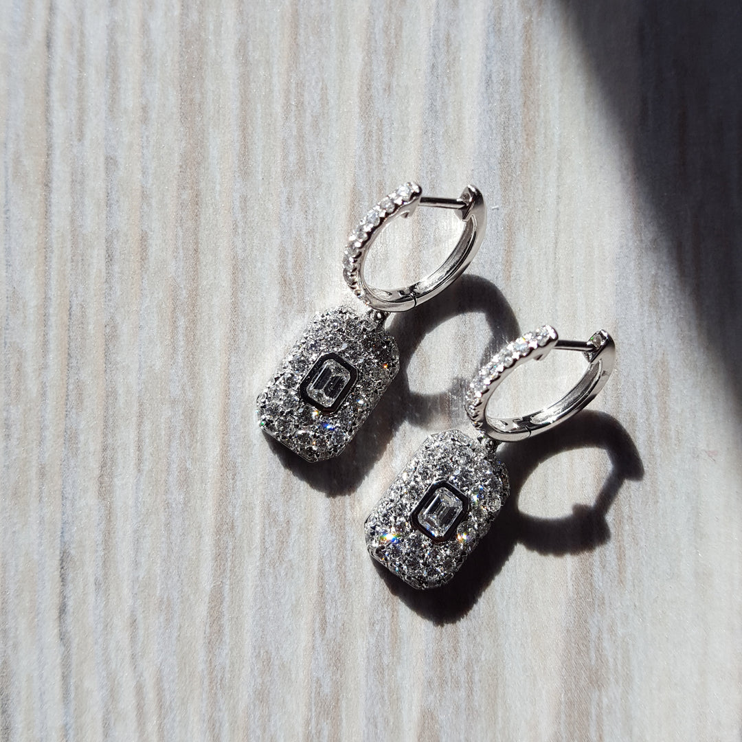 Pave Set Diamond Earrings