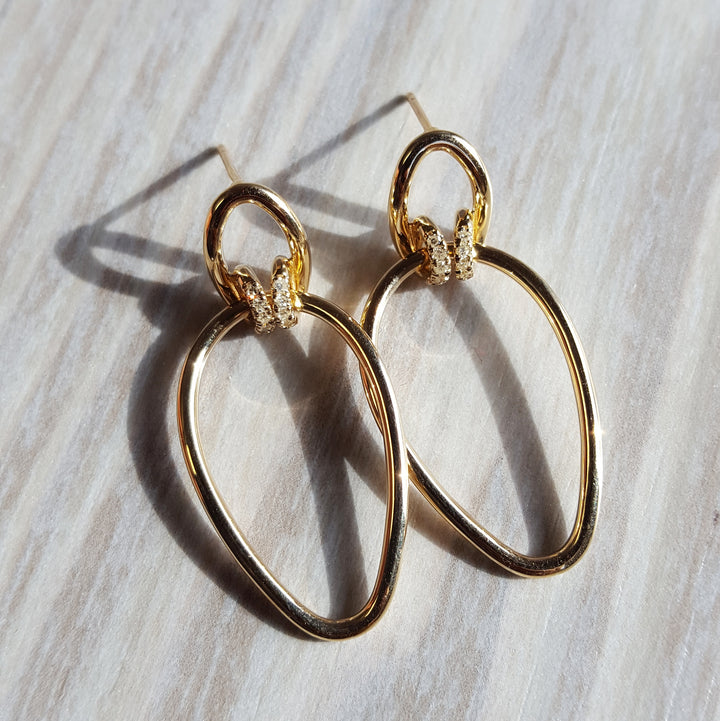 Double Diamond Hoop Earrings