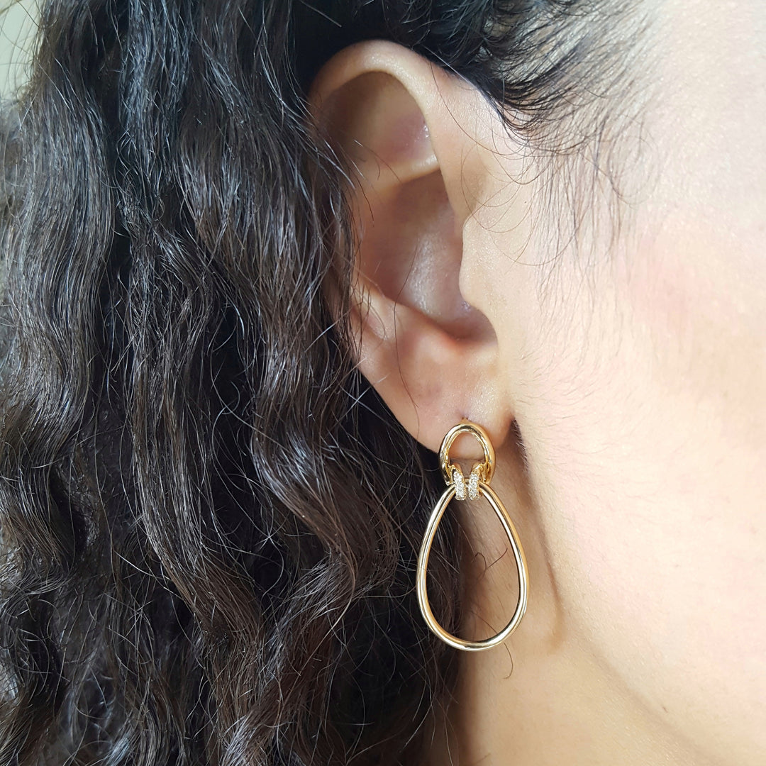 Double Diamond Hoop Earrings