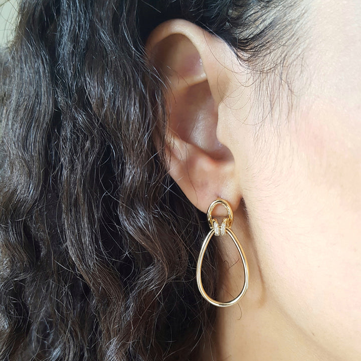 Double Diamond Hoop Earrings