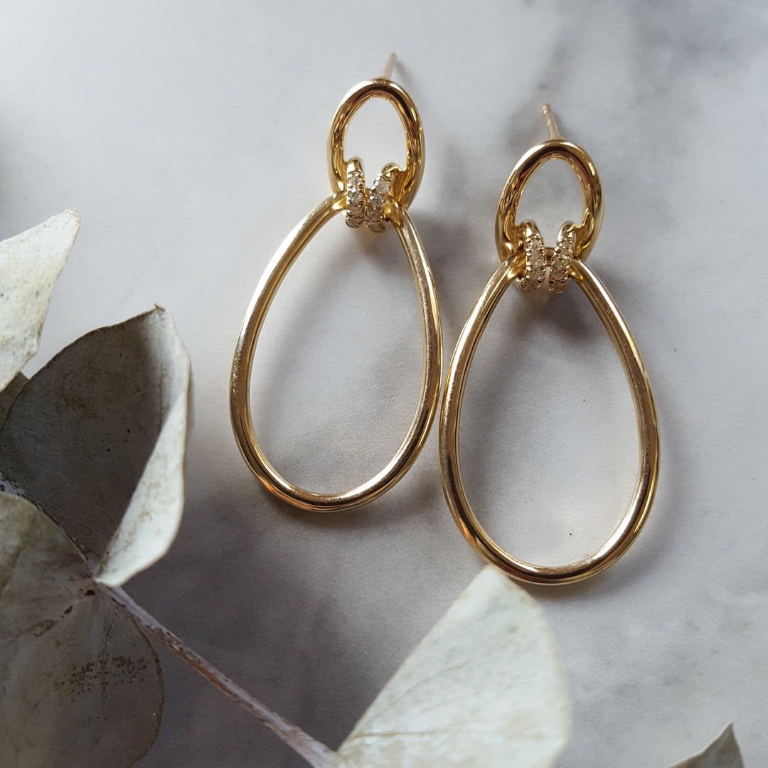 Double Diamond Hoop Earrings