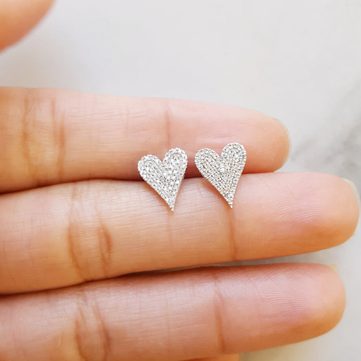 Diamond Pave Heart Studs